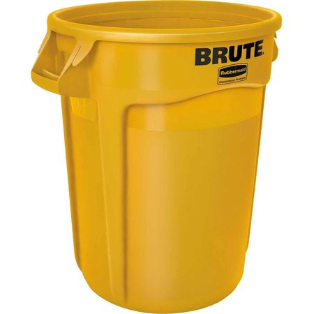 RUBBERMAID COMMERCIAL Round Vented Trash Can, Yellow, Plastic FG264360YEL